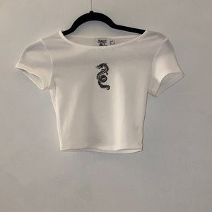 dragon graphic crop top